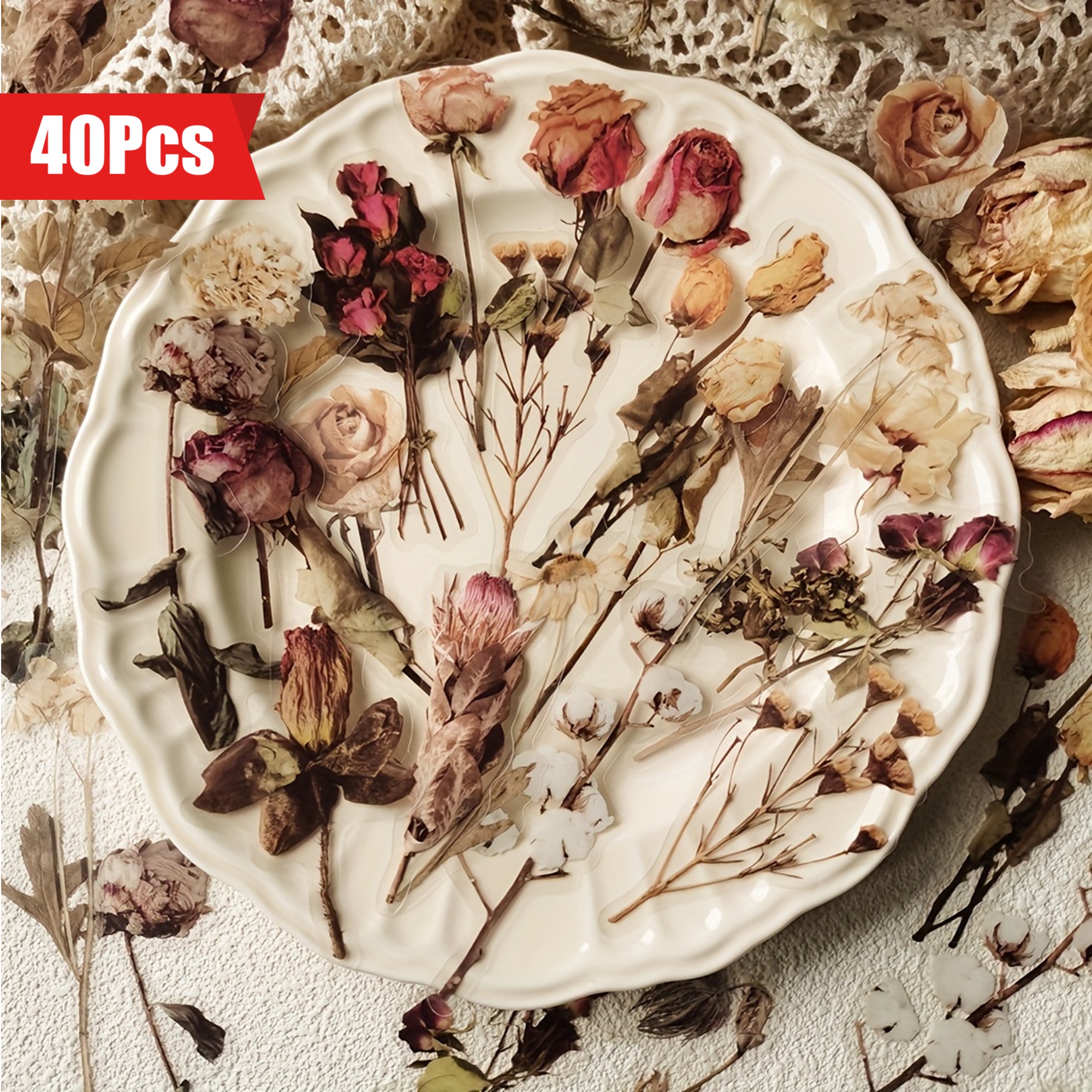 Embellishments For Scrapbooking - TIANZI 40 pcs Rose Plant PET