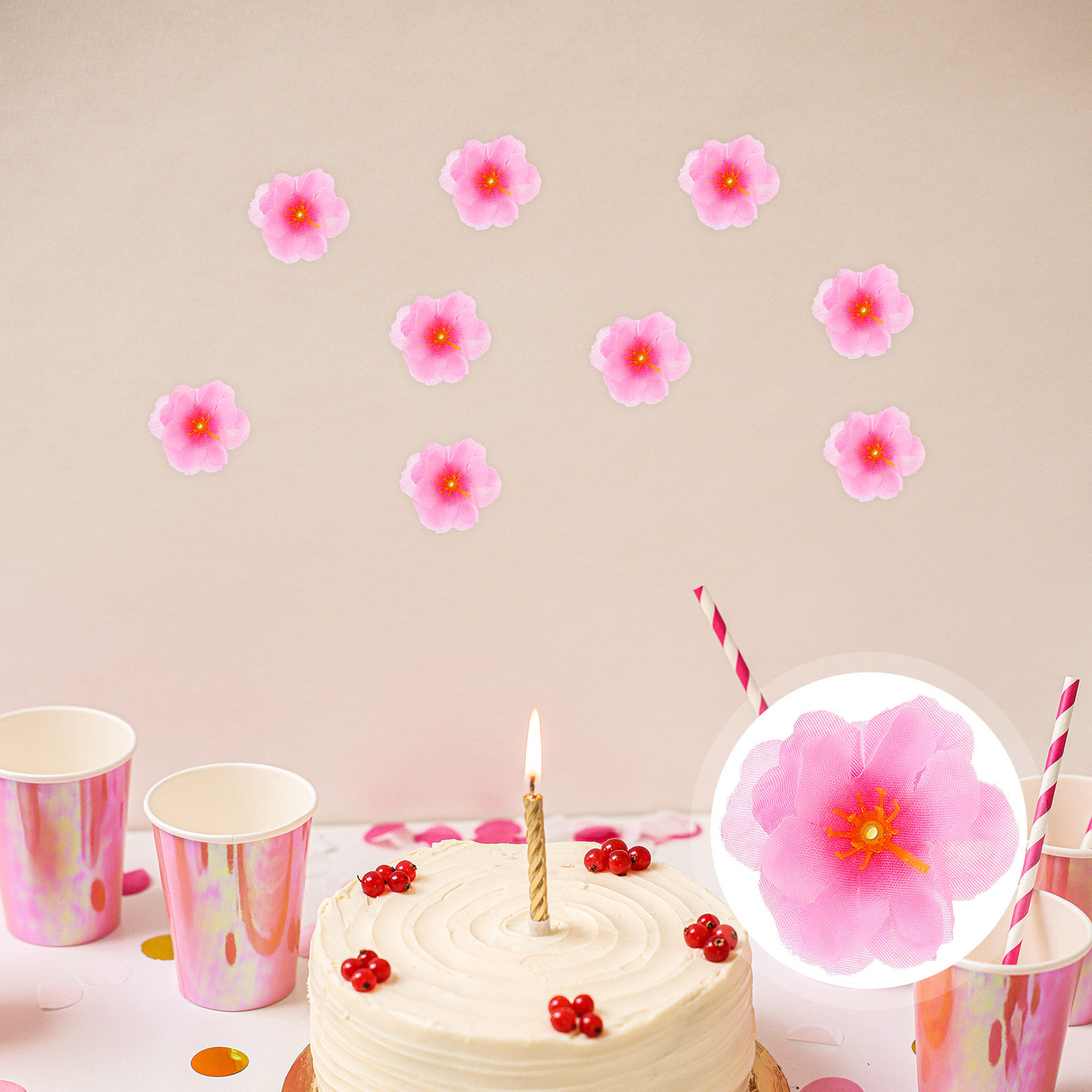 Craft Embellishments - 100Pcs Embellishments Fabric Cherry Blossom Flowers