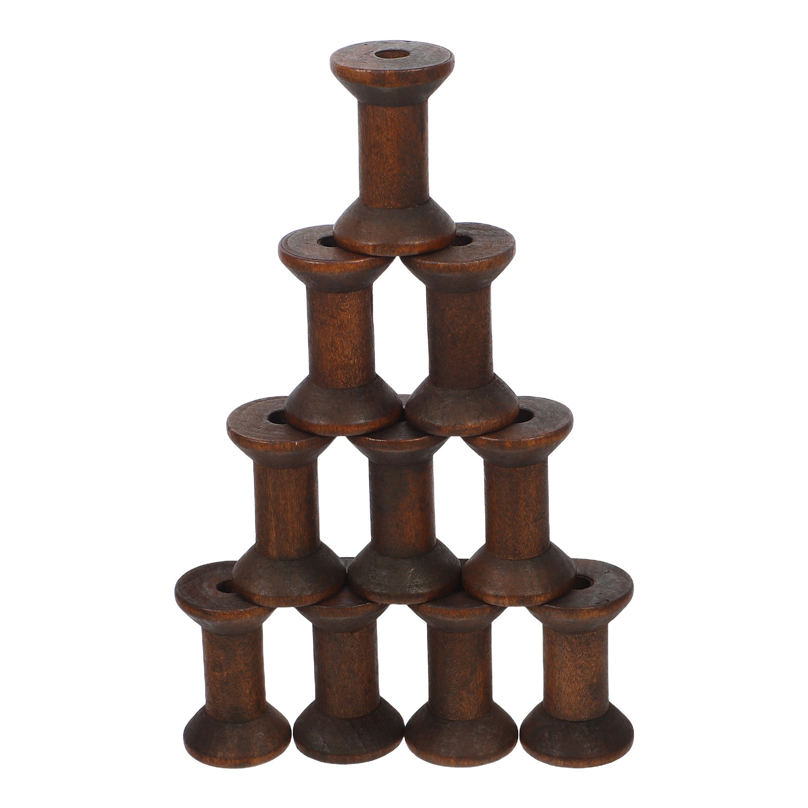 Embroidery Craft - 10Pcs Handcrafted Wooden Spools Unique Grain