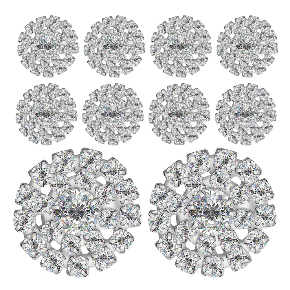 Craft Embellishments - 10Pcs Round Rhinestone Buttons Alloy Flatback