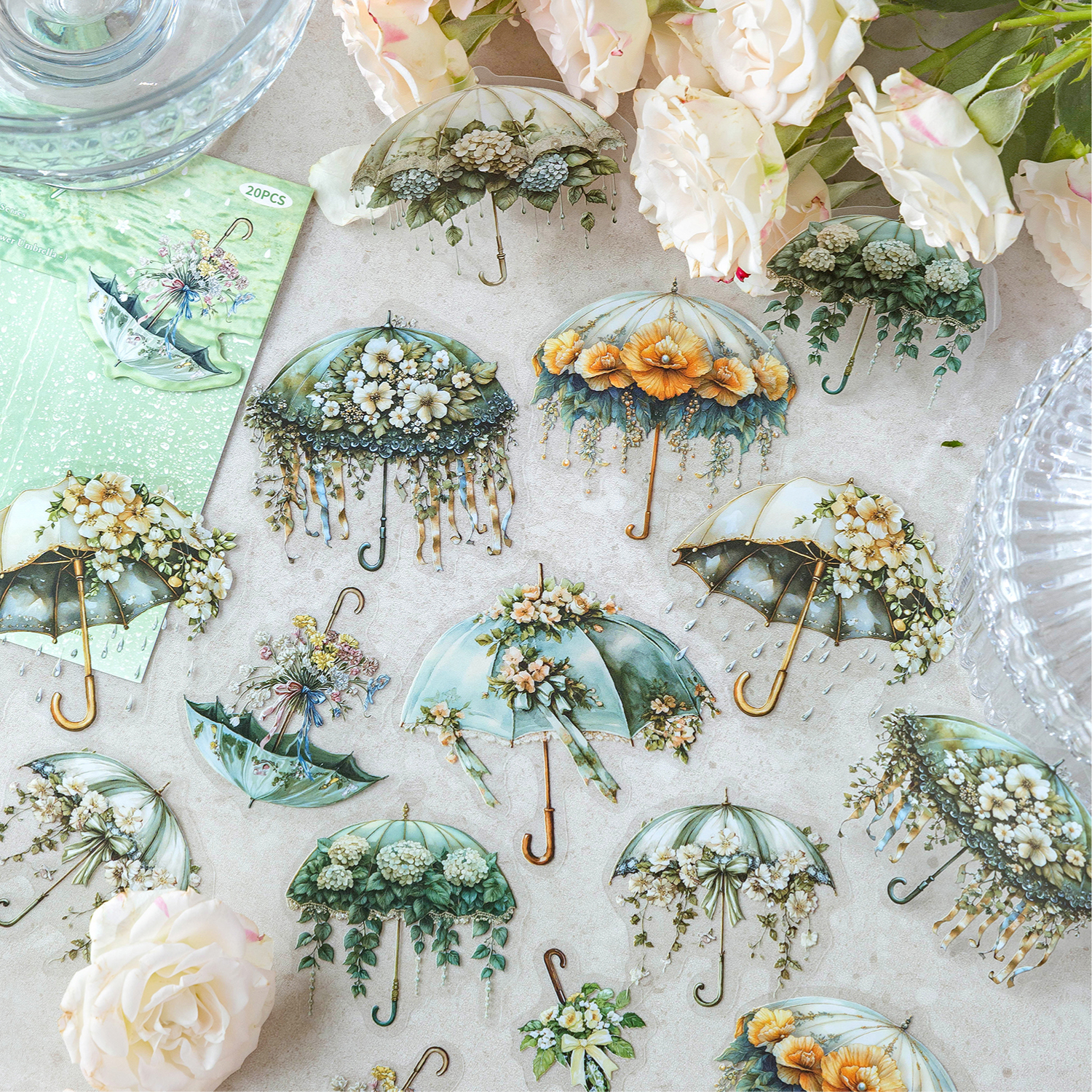 JIANQI 20 pcs Flower umbrella  - Embellishments For Scrapbooking review and price