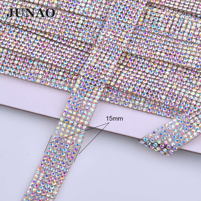 JUNAO 5Yard Crystal AB Rhinest - Crystal Mesh Fabric review and price