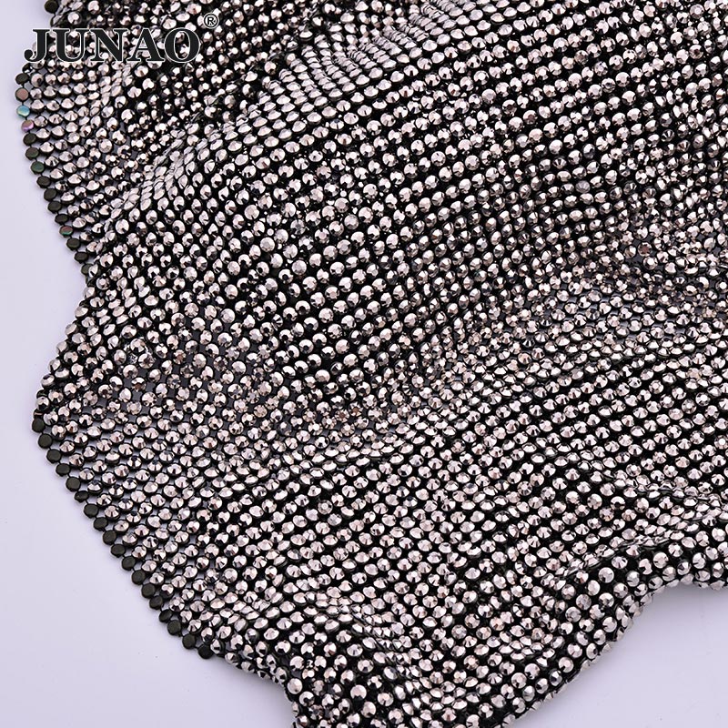 JUNAO 45*120cm Black Gold Crys - Crystal Mesh Fabric review and price