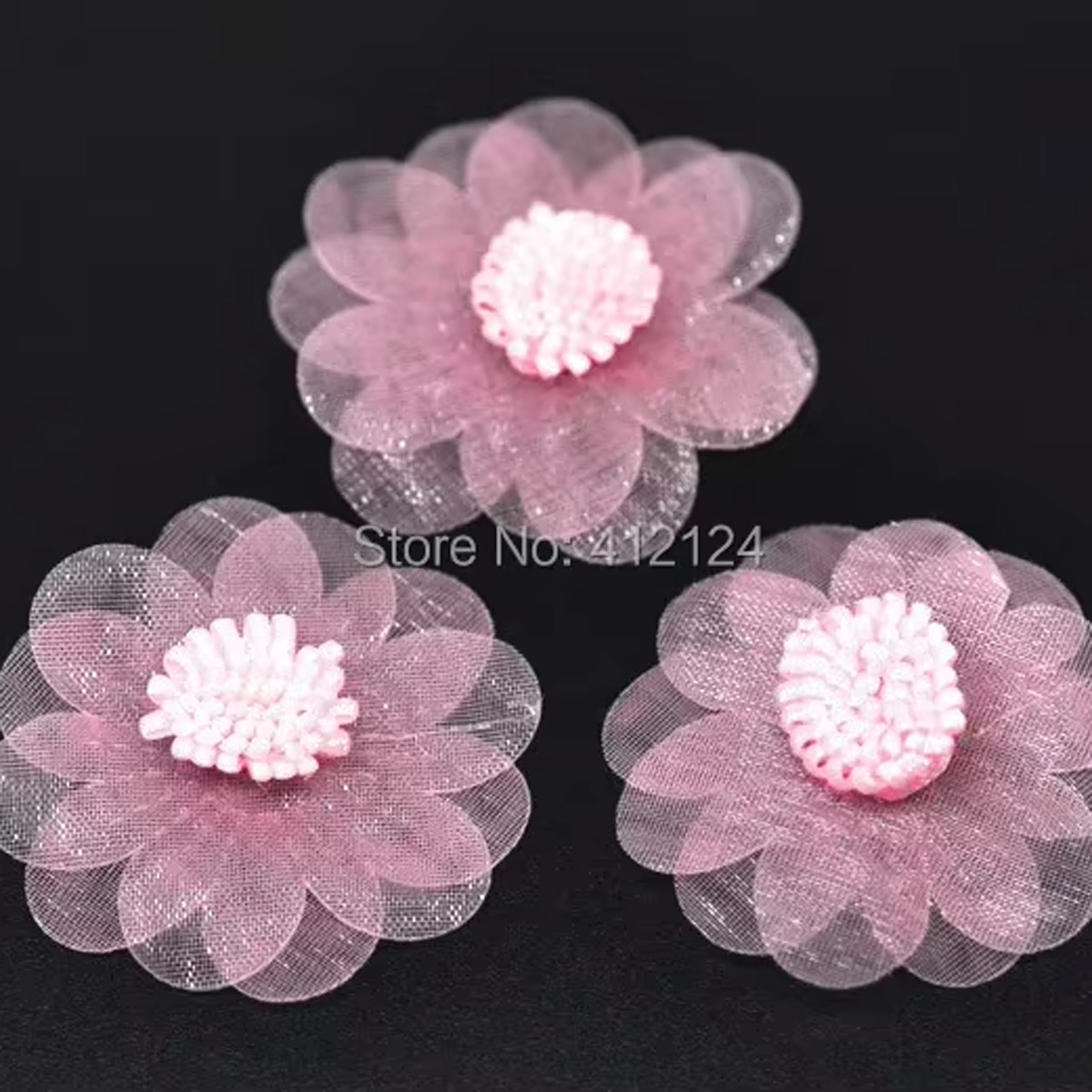 300Pcs Pink Organza Flowers Em - Embellishments For Scrapbooking review and price