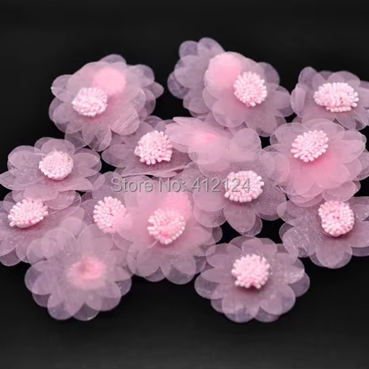 300Pcs Pink Organza Flowers Em - Embellishments For Scrapbooking review and price