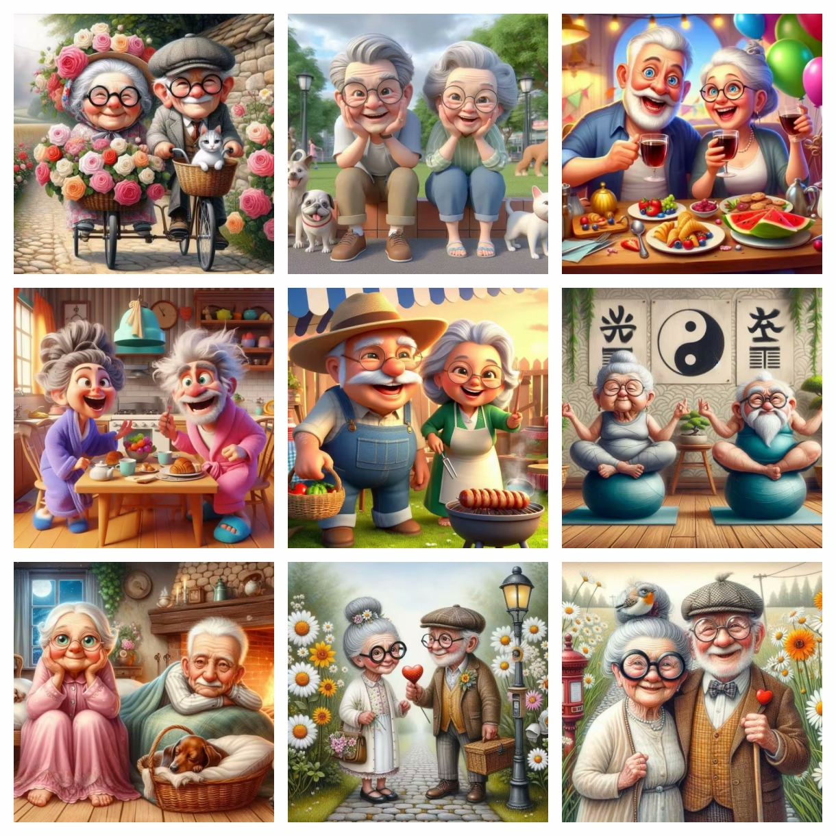 Cartoon Happy Old Couple 5D Fu - Embroidery Embellishments review and price