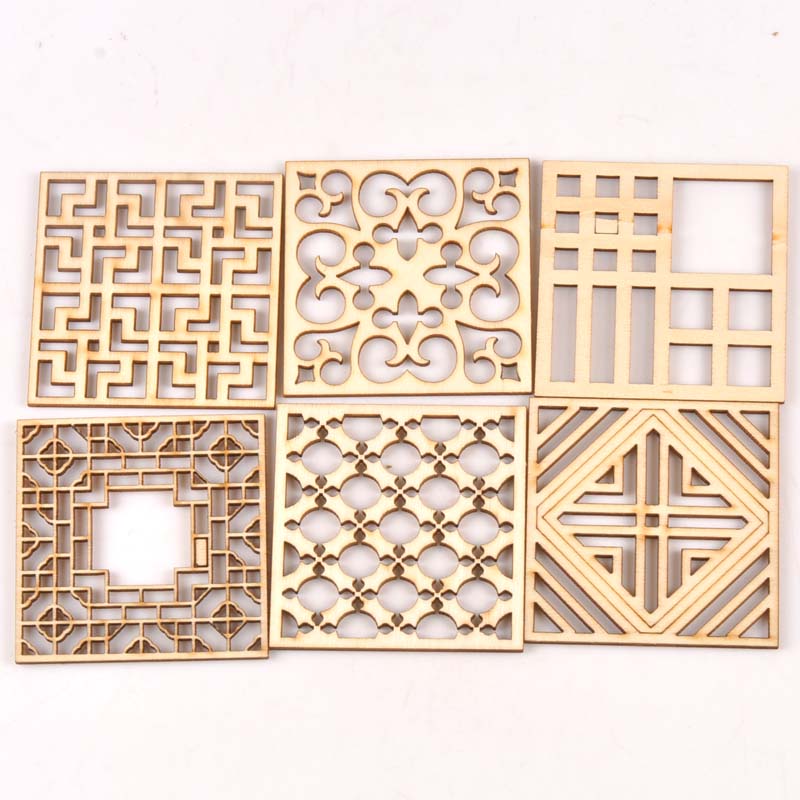 5Pcs/set Wood Handicraft hollo - Embellishments For Scrapbooking review and price