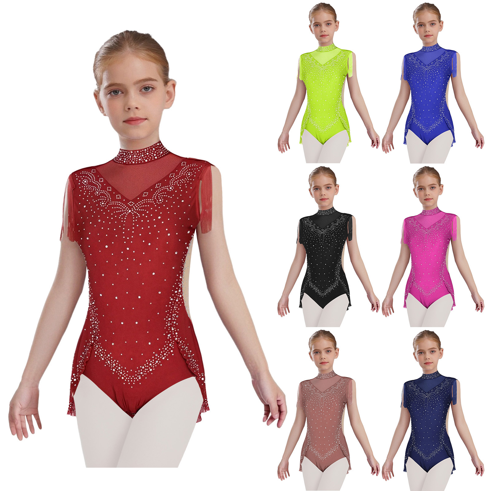 Children Girls Tassel Latin Da - Rhinestone Banding Trim review and price