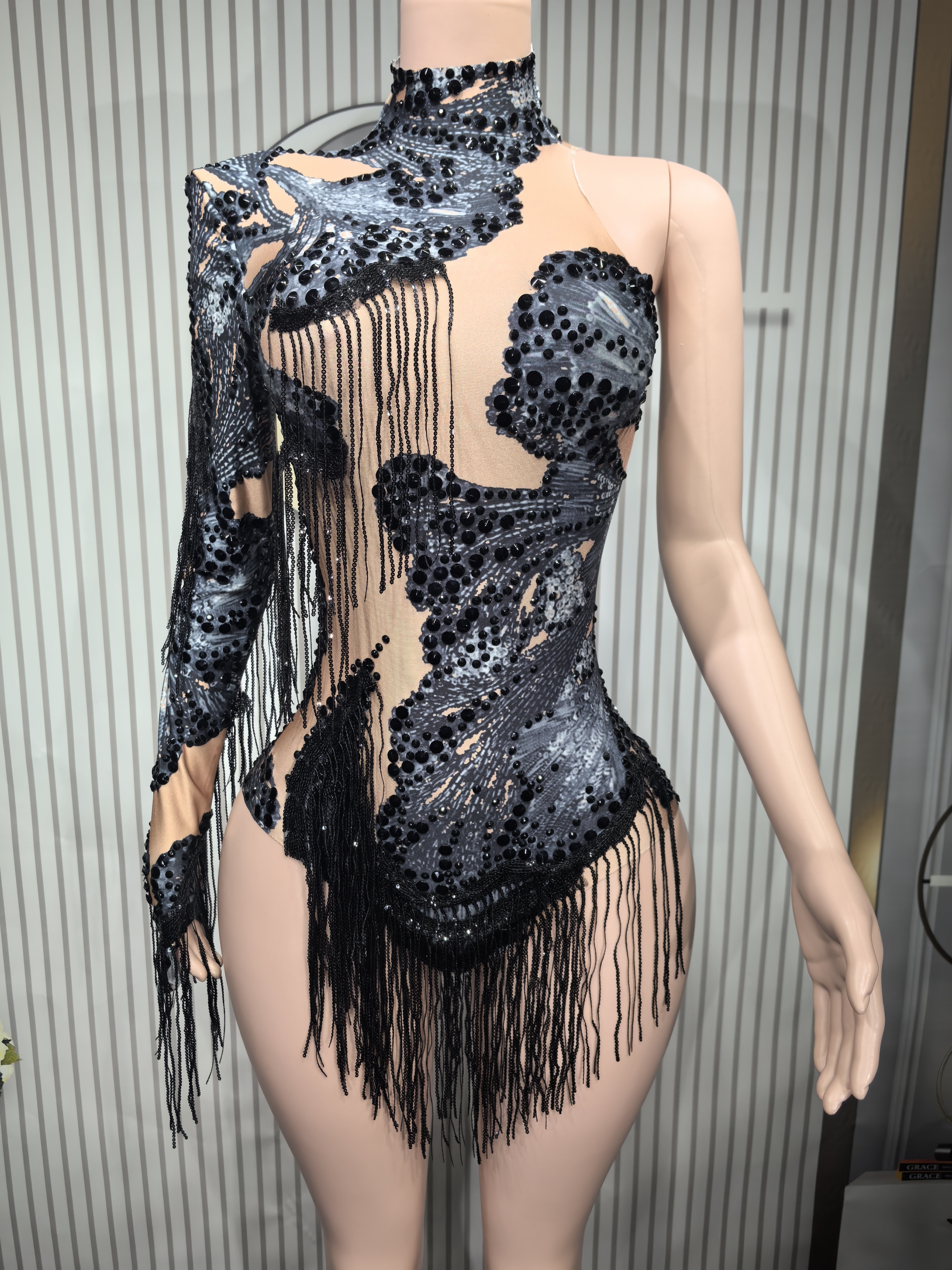 Sexy Skinny Leotard Singer Dan - Rhinestone Banding Trim review and price