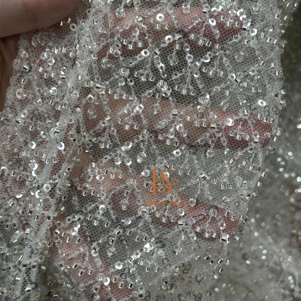 High-end lace embroidery beadi - Crystal Mesh Fabric review and price