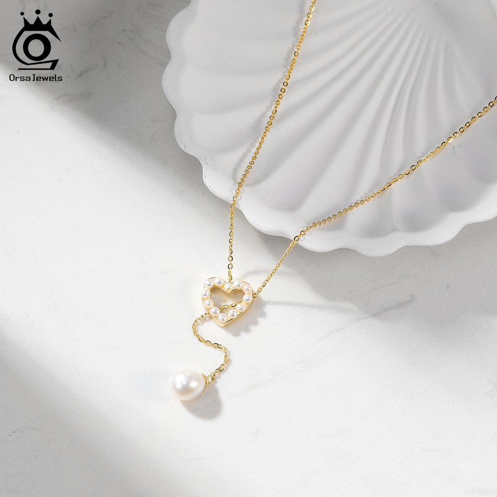 ORSA JEWELS S925 Love Heart Pe - Pearl Trim Chain review and price