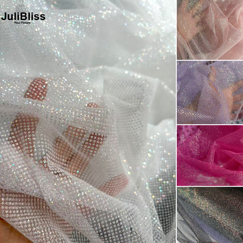 Shimmering White Glitter Tulle - Sequin Fabric Panel review and price