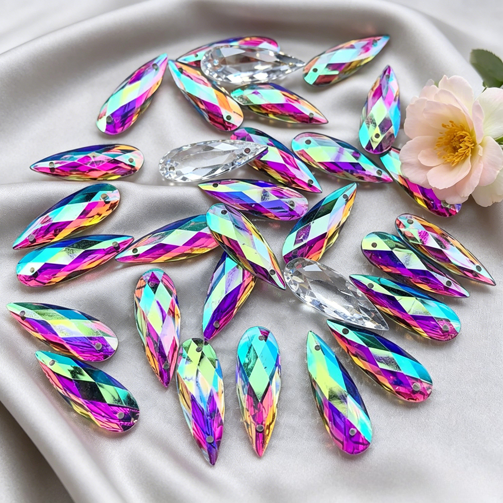 40pcs 8*22mm Sewing white AB D - Sew On Rhinestone review and price