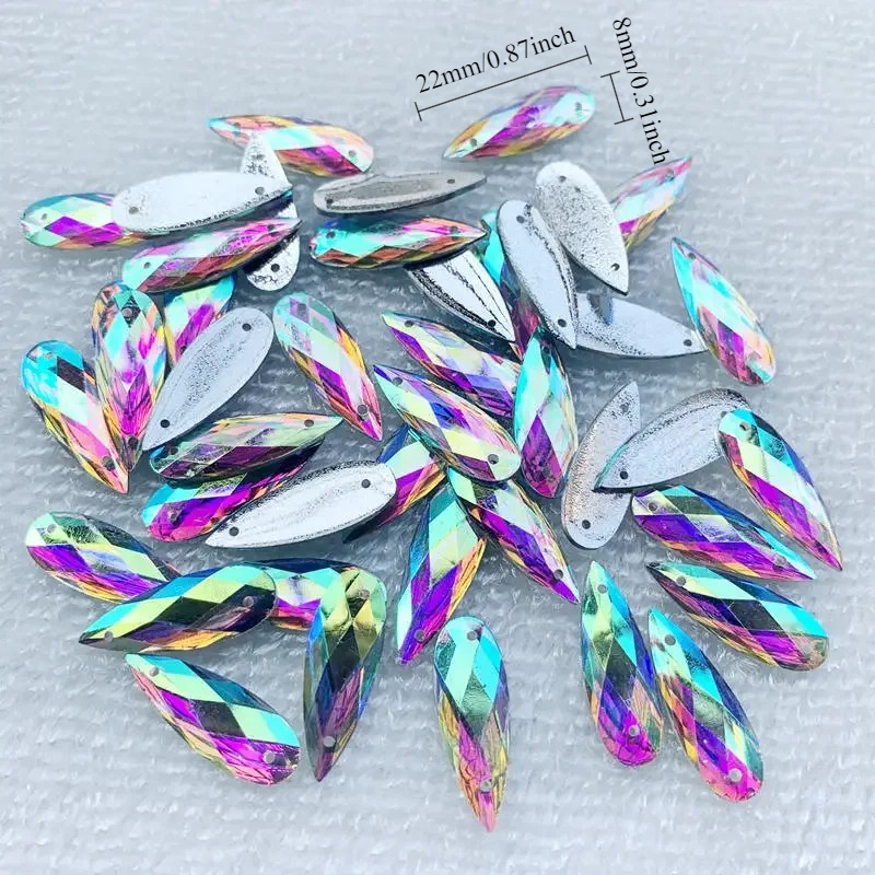 40pcs 8*22mm Sewing white AB D - Sew On Rhinestone review and price