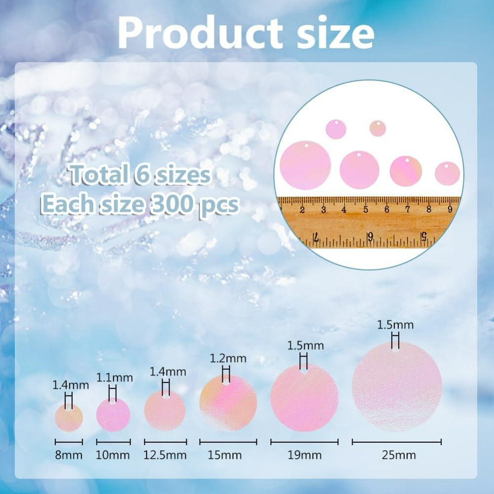 1800Pcs 6 Sizes Loose Sequin F - Embroidery Craft review and price