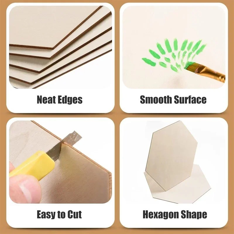 10-120mm Wooden Hexagon Blank  - Craft Embellishments review and price
