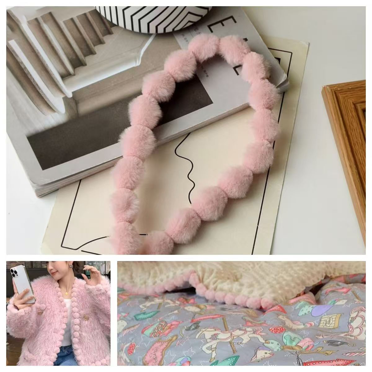 3cm Faux Rabbit Fur Pom Pom Ba - Fringe Ribbon Sewing review and price