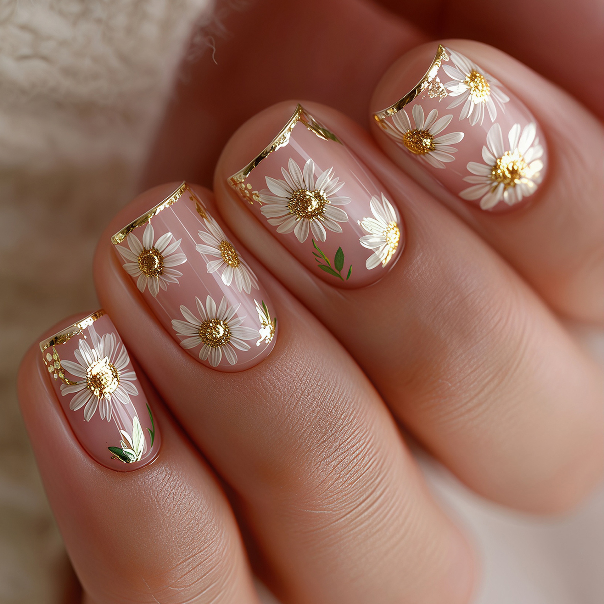 Short Square fake nails golden - Embroidery Embellishments review and price