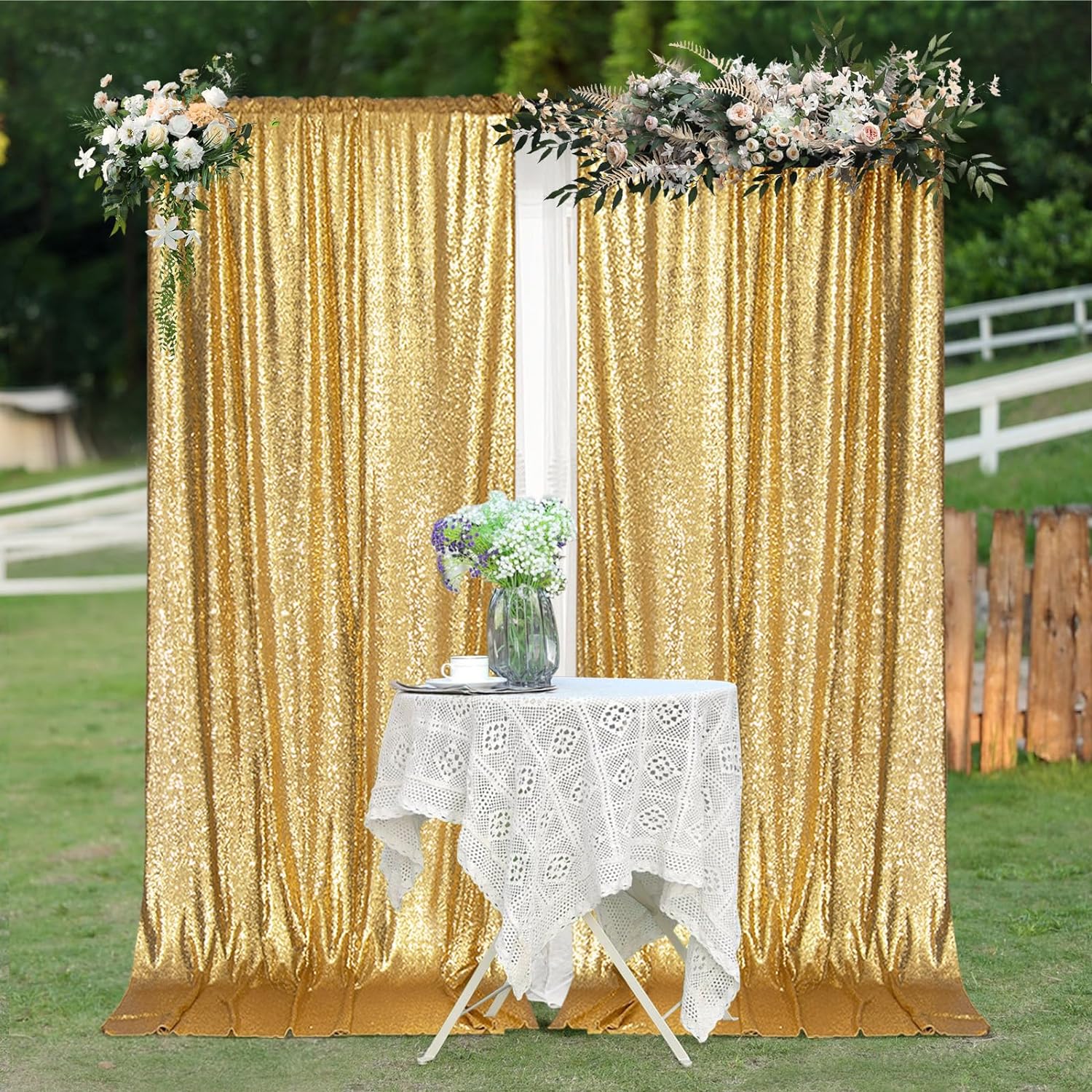 2×8FT-4PCS Gold Sequin Backdro - Sequin Fabric Panel review and price