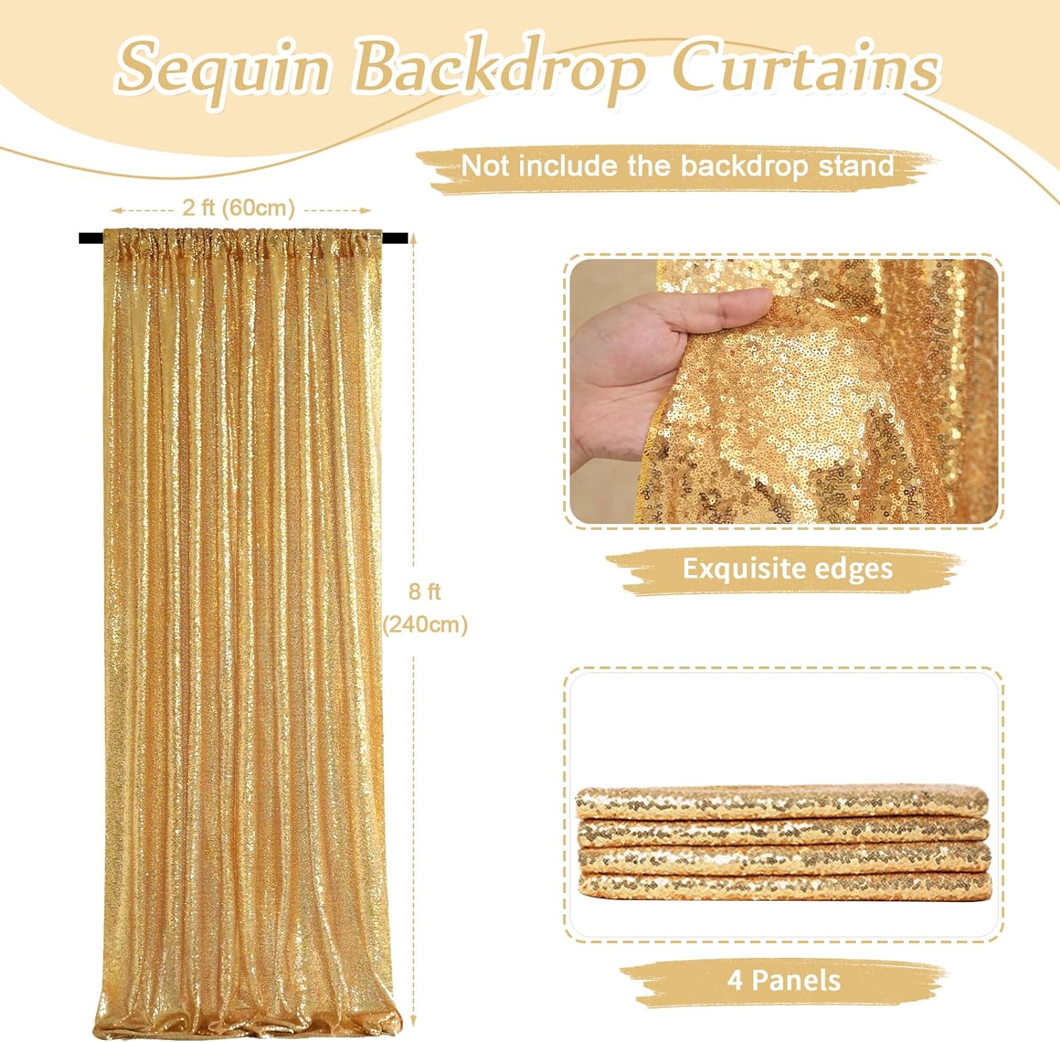 2×8FT-4PCS Gold Sequin Backdro - Sequin Fabric Panel review and price