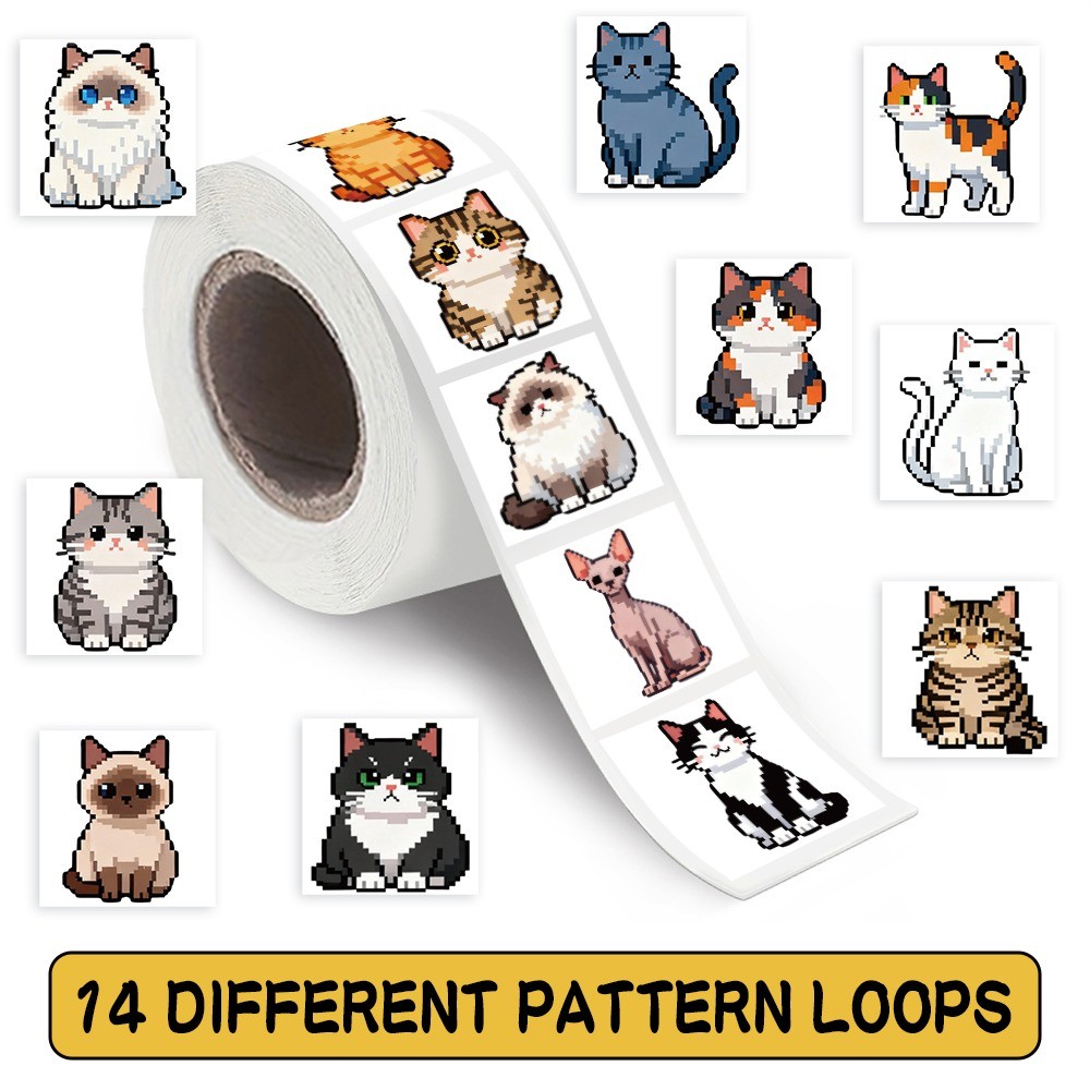 500 Pcs/Roll Cute Pixel Cat St - Craft Embellishment World review and price
