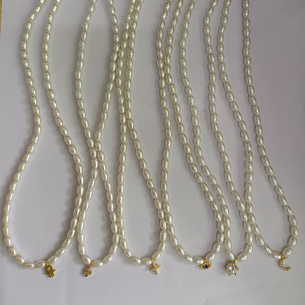 BOAKO Pearl Necklace Silver 92 - Pearl Trim Chain review and price